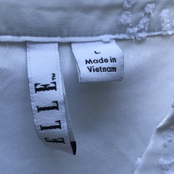 ELLE Women’s White Tunic Blouse Lined Textured Floral Design Flutter Sleeves L - Picture 3 of 12